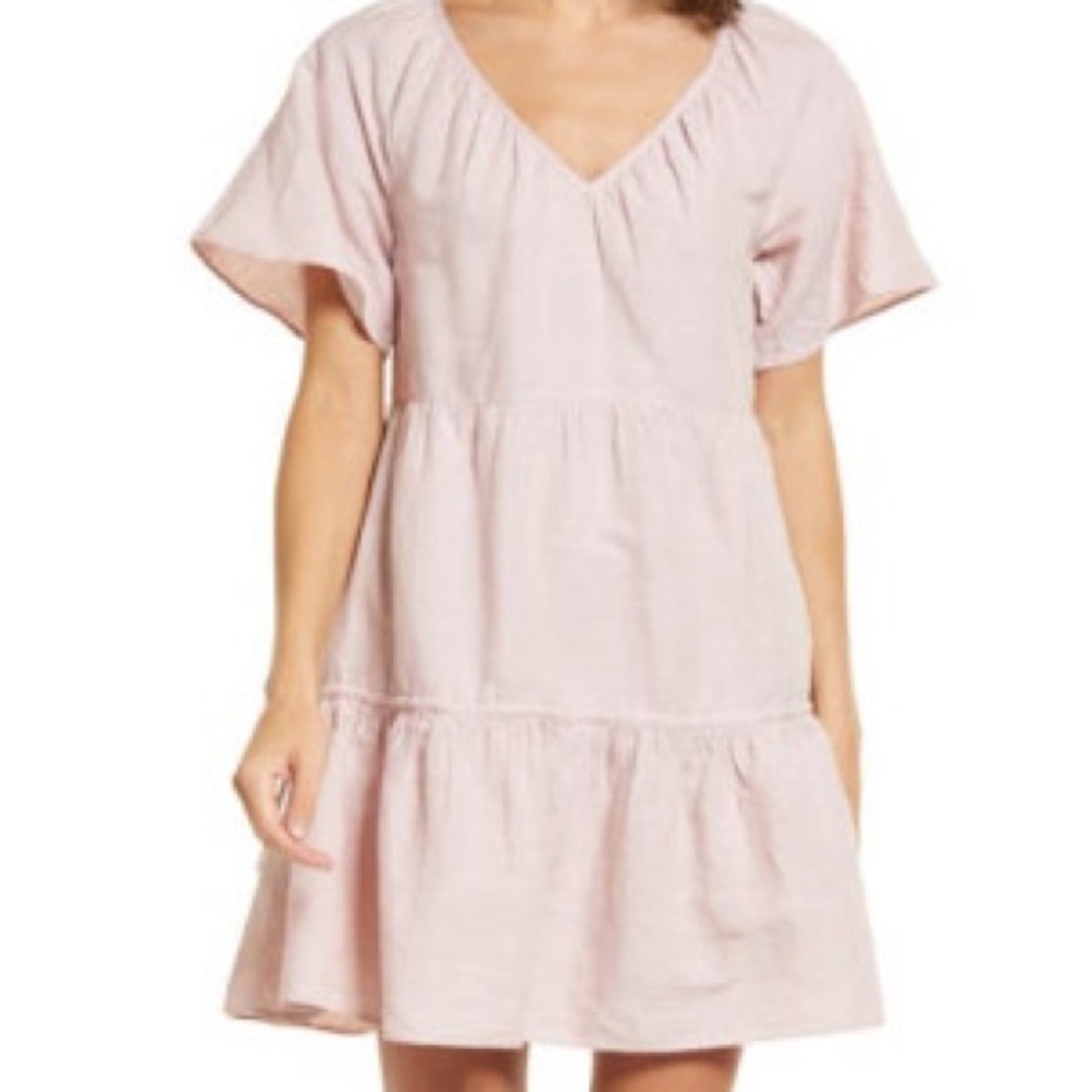 Madewell Linen Blend Lorelei Minidress in Dusty Blush XL